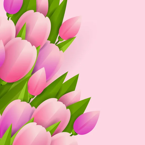 Fundo Floral Com Tulipas Rosa Ilustração Vetorial — Vetor de Stock