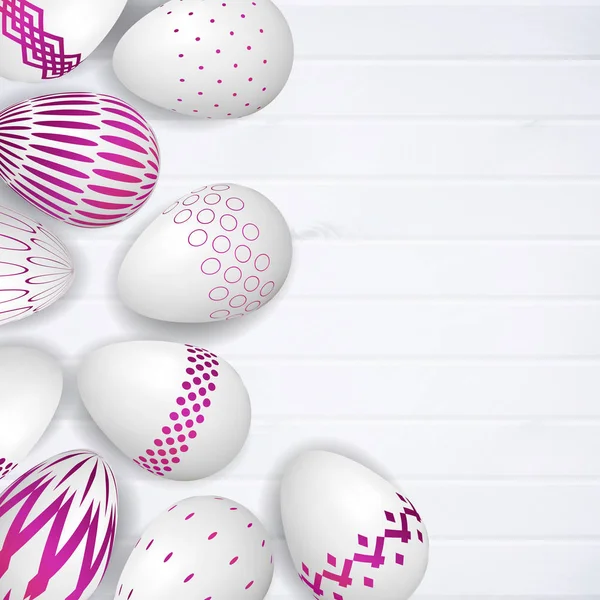 Easter Eggs Wood Background Vector Illustration — Stock Vector