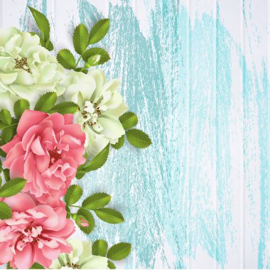 Gerçekçi vektör pembe gül. arka plan üzerinde 3D gül