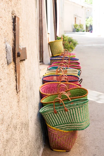 Colourful wicker baskets — Stock Photo, Image