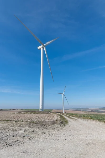 Turbines éoliennes générant de l'électricité avec ciel bleu — Photo