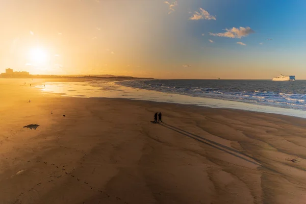 Spiaggia Calais Con Bassa Marea Inverno Francia — Foto Stock