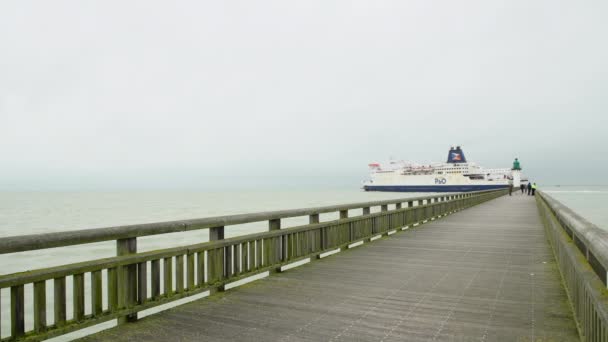 Calais France January 2020 Ferryboat Leaving Port Calais France Sailing — 图库视频影像