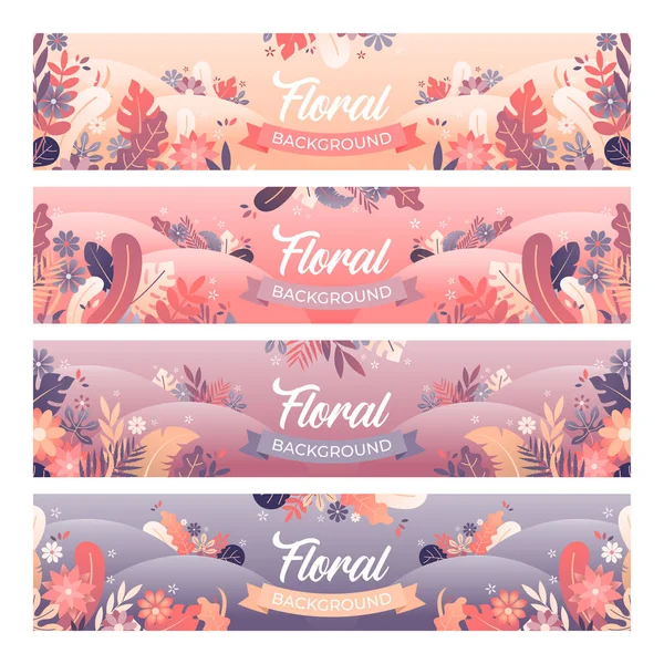 Ilustración Vectorial Fondo Floral Con Flores Hojas Estilo Plano Moda — Archivo Imágenes Vectoriales