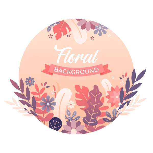 Ilustración Vectorial Fondo Floral Con Hojas Flores Estilo Plano Moda — Archivo Imágenes Vectoriales