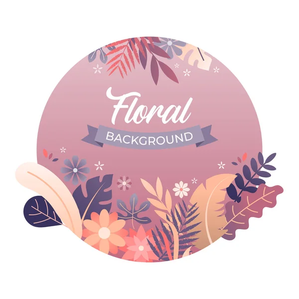 Ilustración Vectorial Fondo Floral Con Hojas Flores Estilo Plano Moda — Archivo Imágenes Vectoriales