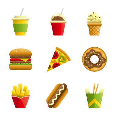 Fast food vektör karikatür Icon set