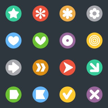 Daire basit vektör çıkartmaları Icon set