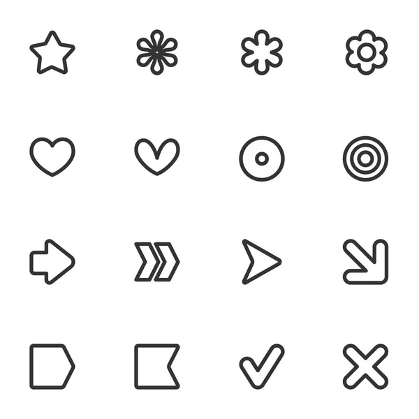 Conjunto de iconos de estilo de contorno de vector común simple — Archivo Imágenes Vectoriales