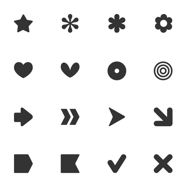 Einfache gemeinsame Vektor Form Stil Aufkleber Icon Set — Stockvektor