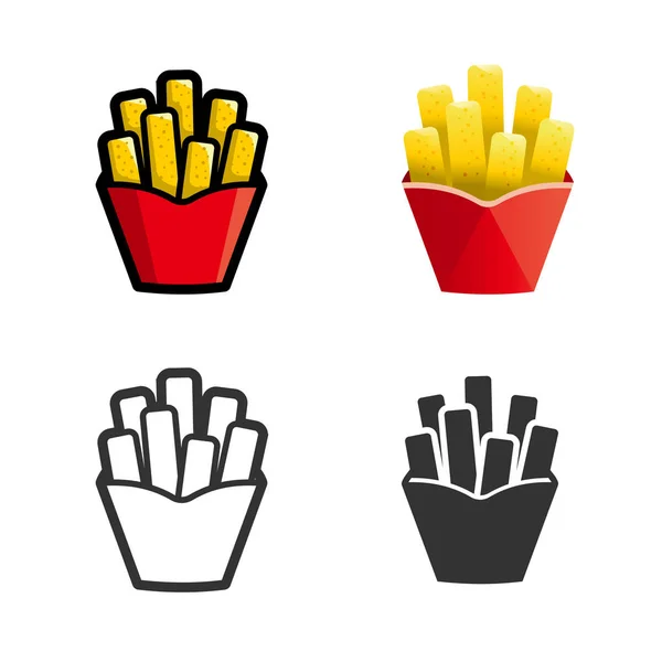 Patates kızartması vektör Icon set renkli — Stok Vektör