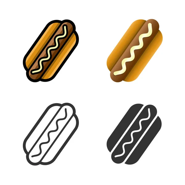 Hot dog vektör Icon set renkli — Stok Vektör