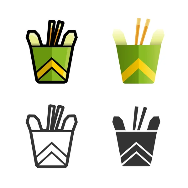 Noodles in a box vector colored icon set — Stock Vector
