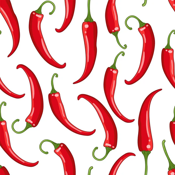 Vector seamless pattern white with chilli pepper — Stock Vector