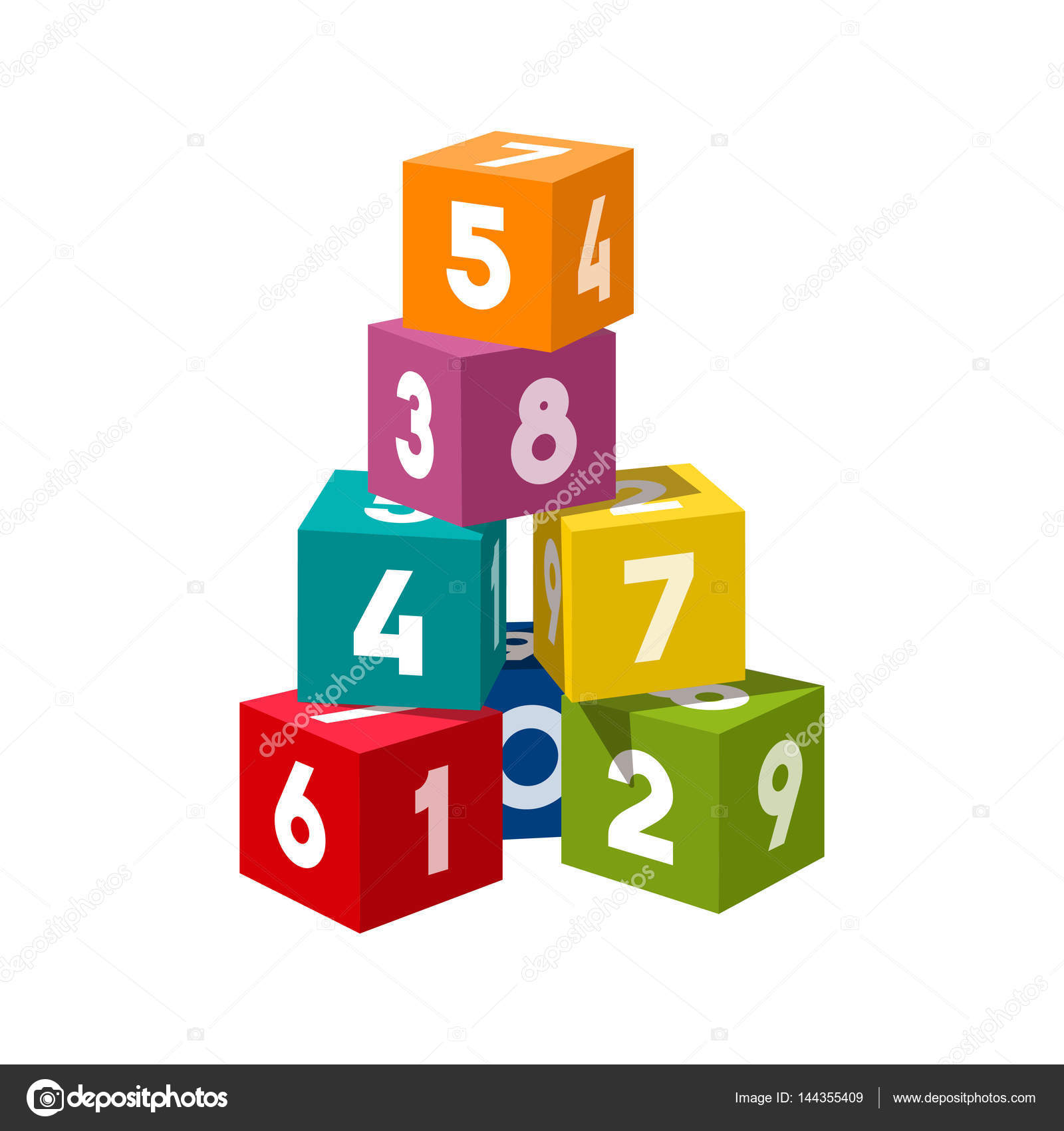 Bright Colored Vector Bricks Building Tower Stock Vector
