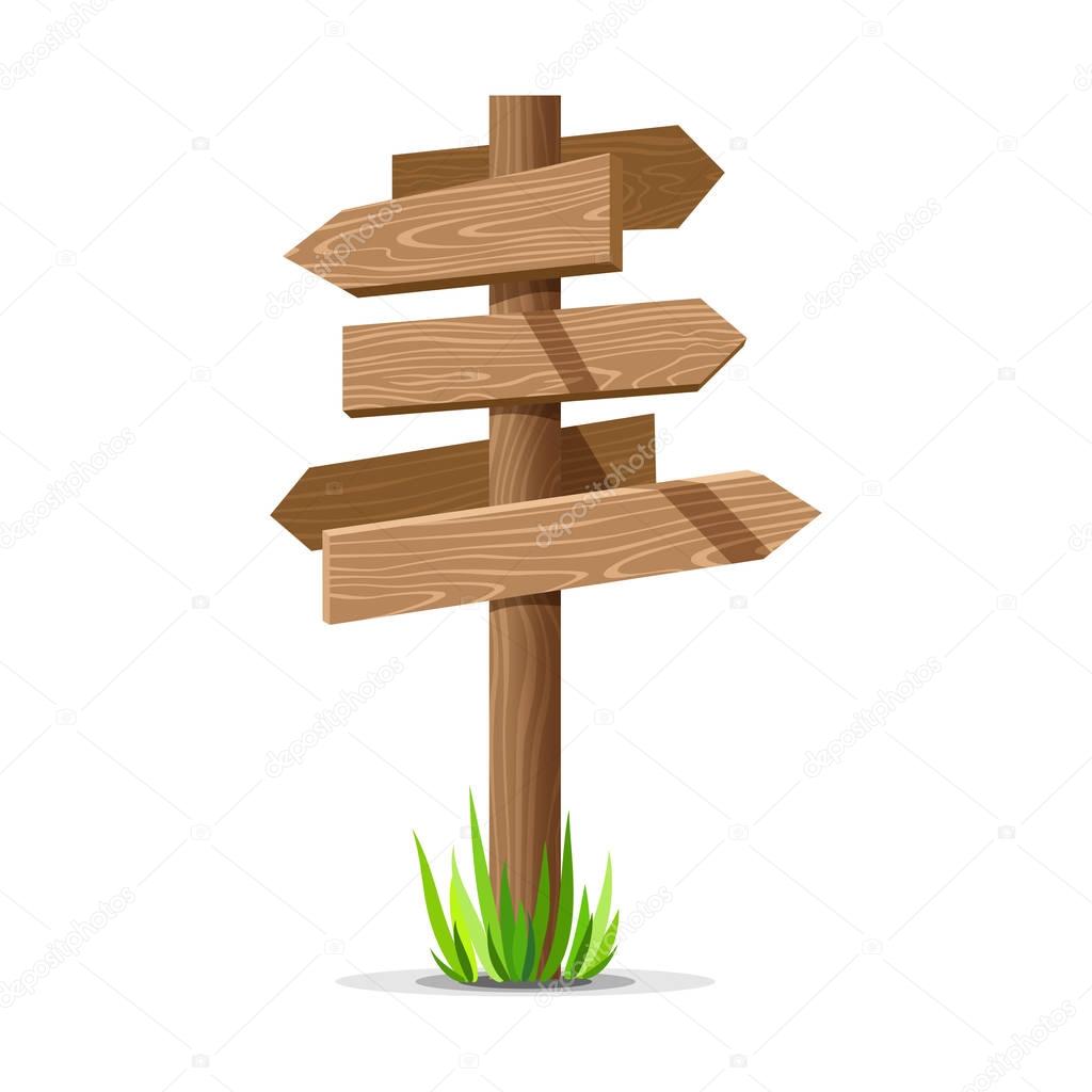 Wooden arrow vector empty signboard