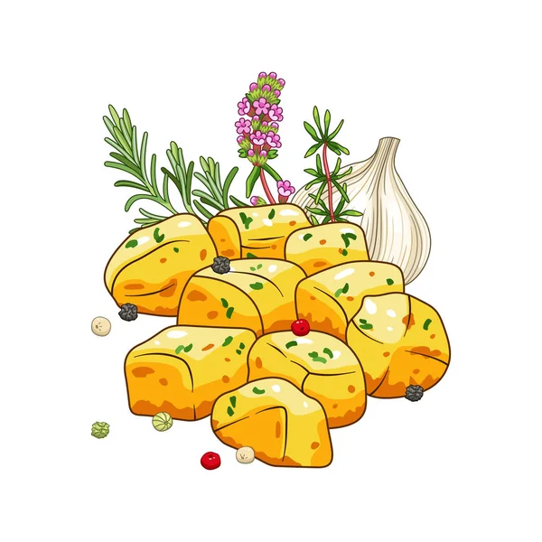 ジャガイモ料理のスパイスのベクトル図 — ストックベクタ