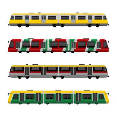 Modern yüksek hızlı şehir metro tren vektör set