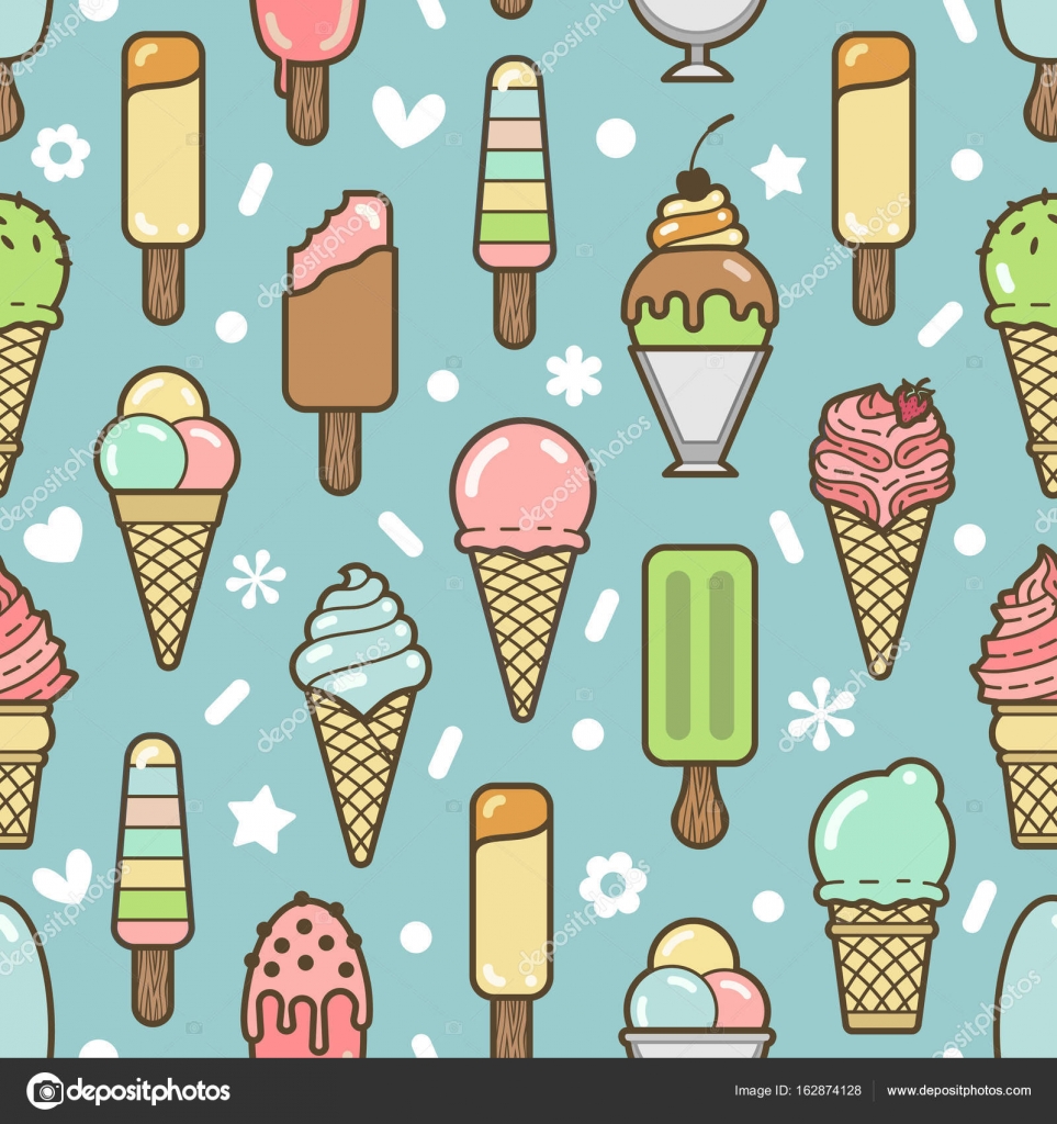 Vector cute colorful ice cream seamless pattern Stock Vector Image by  ©primula_kat #162874128