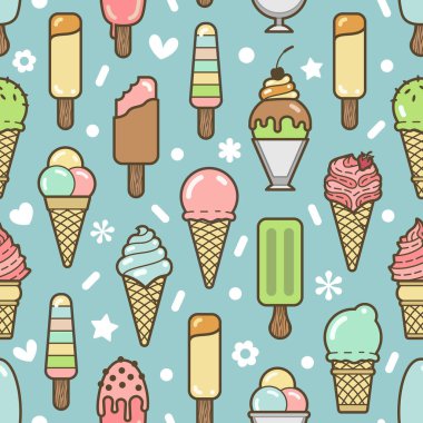 Vektör şirin renkli dondurma seamless modeli