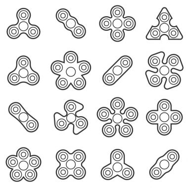 El topluca spinner oyuncak vektör çizgi stili Icon set