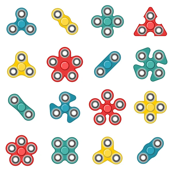 Hand fidget spinner toy vector colorful icon set — Stock Vector
