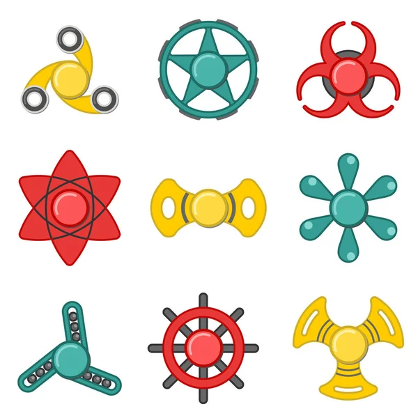 Hand fidget spinner extra vector colorful icon set — Stock Vector