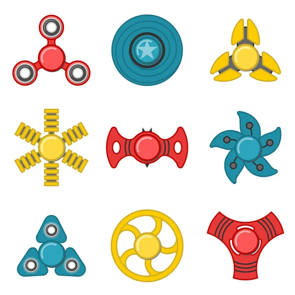 Hand fidget spinner extra vector colorful icon set — Stock Vector