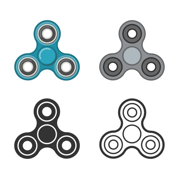 Hand fidget spinner vector color and line icons — Stock Vector