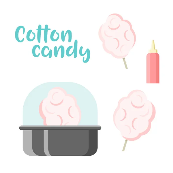 Cotton candy set. Barevné vektorové konstruktor — Stockový vektor