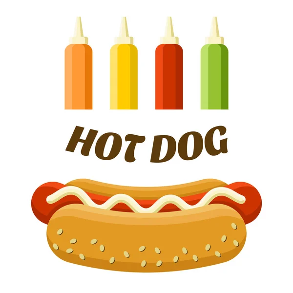 Hot dog street food set. Image vectorielle colorée — Image vectorielle