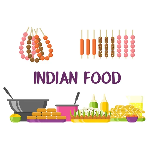 Ινδικό φαγητό εστιατόριο πολύχρωμο διάνυσμα βιτρίνα — Διανυσματικό Αρχείο
