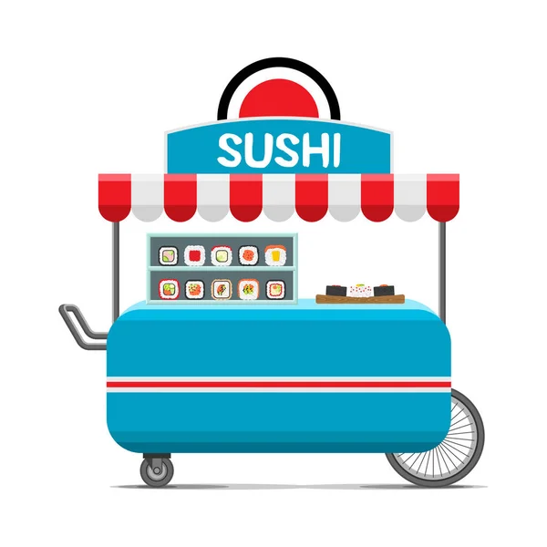 Chariot japonais de sushi. Image vectorielle colorée — Image vectorielle
