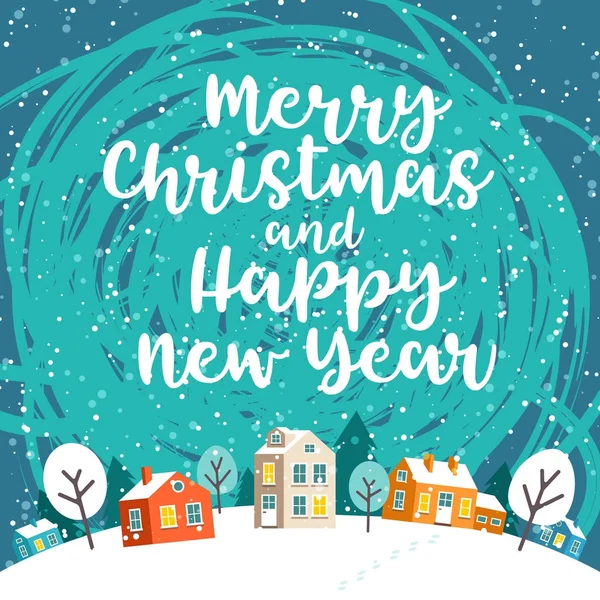 Kış Noel kasabası ve metin Grreeting kartı