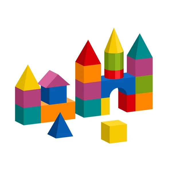 Colorful blocks toy building tower, castle, house — Stock Vector