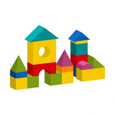 Renkli bloklar oyuncak inşaat kule, kale, ev