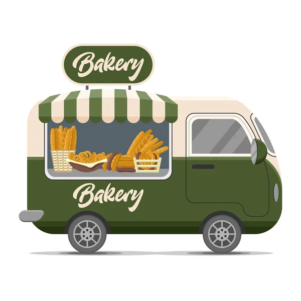 Panadería calle comida vector caravana remolque — Vector de stock