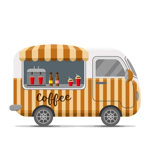 Café chaud rue nourriture vecteur caravane remorque — Image vectorielle