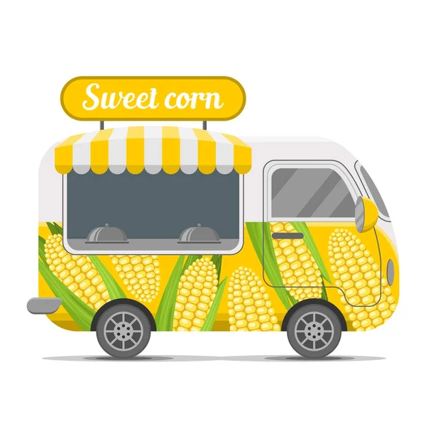 Csemegekukorica utcai élelmiszer vektor karaván trailer — Stock Vector