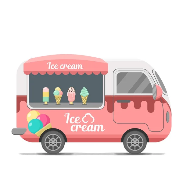Ice cream pouliční jídlo vektor karavanu přívěs — Stockový vektor