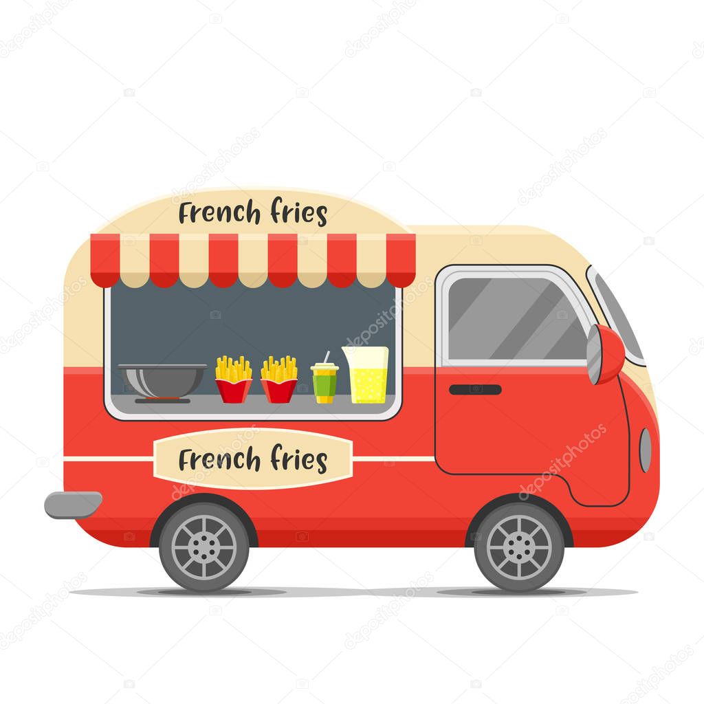 French fries food vector caravan trailer