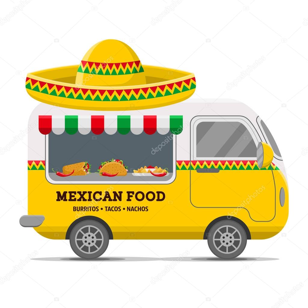 Mexican street food vector caravan trailer