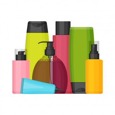 Cabukşalterli, düz Tasarım renkli vektör Kozmetik Şişeler