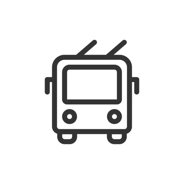 Trolley bus vista frontal vector contorno estilo icono — Archivo Imágenes Vectoriales