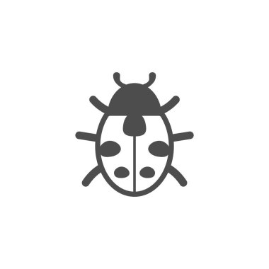 Uğur böceği siyah vektör simgesi, doğa basit illüstrasyon