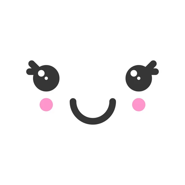 Glimlach kawaii leuke emotie gezicht, emoticon vector pictogram — Stockvector