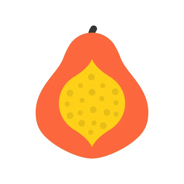 Schattig papaya exotisch fruit, geïsoleerde kleurrijke vector icoon — Stockvector