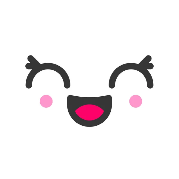 Emocionado kawaii bonito emoção rosto, ícone do vetor emoticon —  Vetores de Stock
