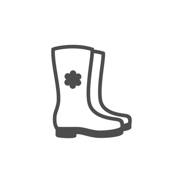 Gumové boty lineární vektorové ikony, boty a zahradní příslušenství — Stockový vektor