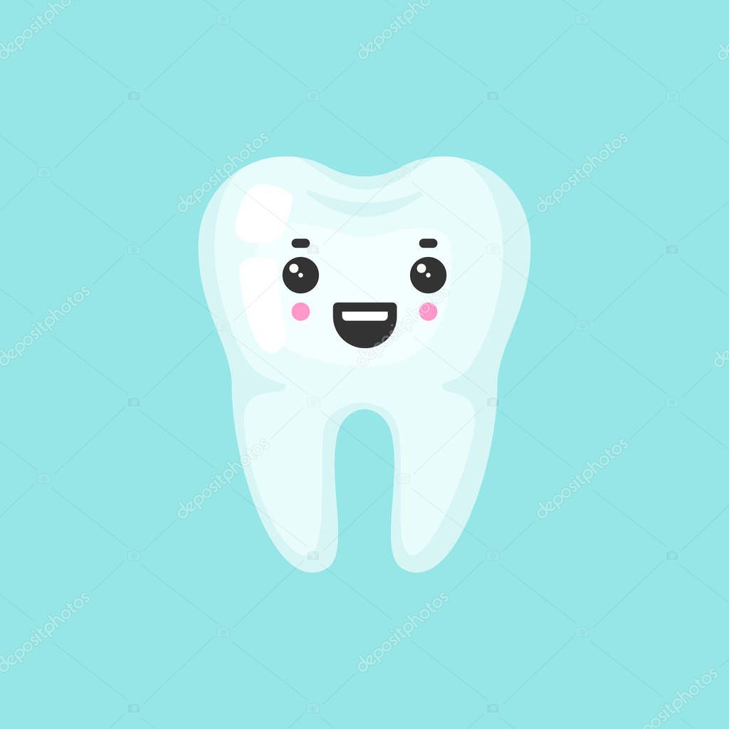 Healthy tooth with emotional face, cute colorful vector icon illustration